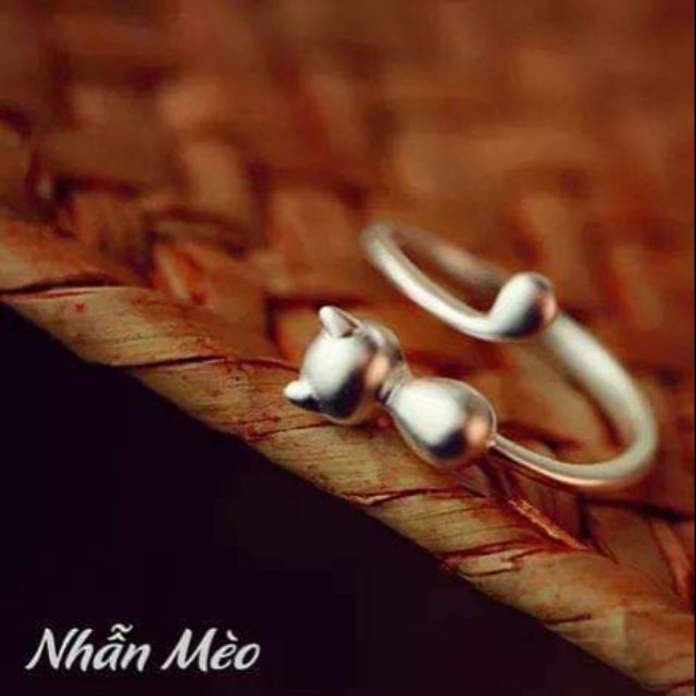 Nhẫn mèo nhỏ bạc ta