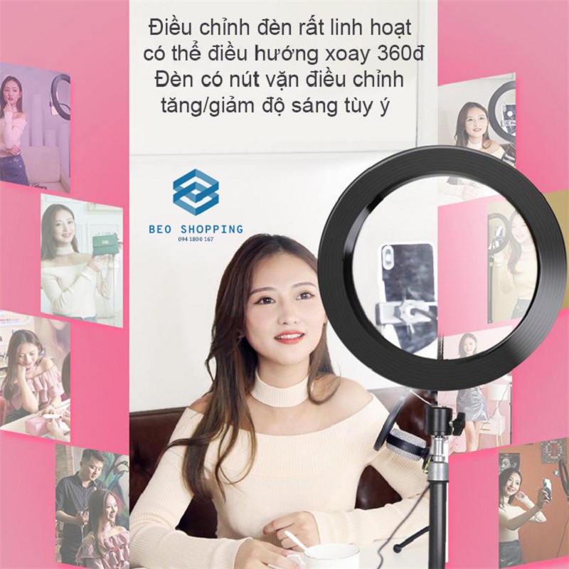 Đèn Livestream Giá Tốt 26 30 33 36 Hỗ Trợ Chụp Ảnh Make Up Trang Điểm 3 Chế Độ Sáng