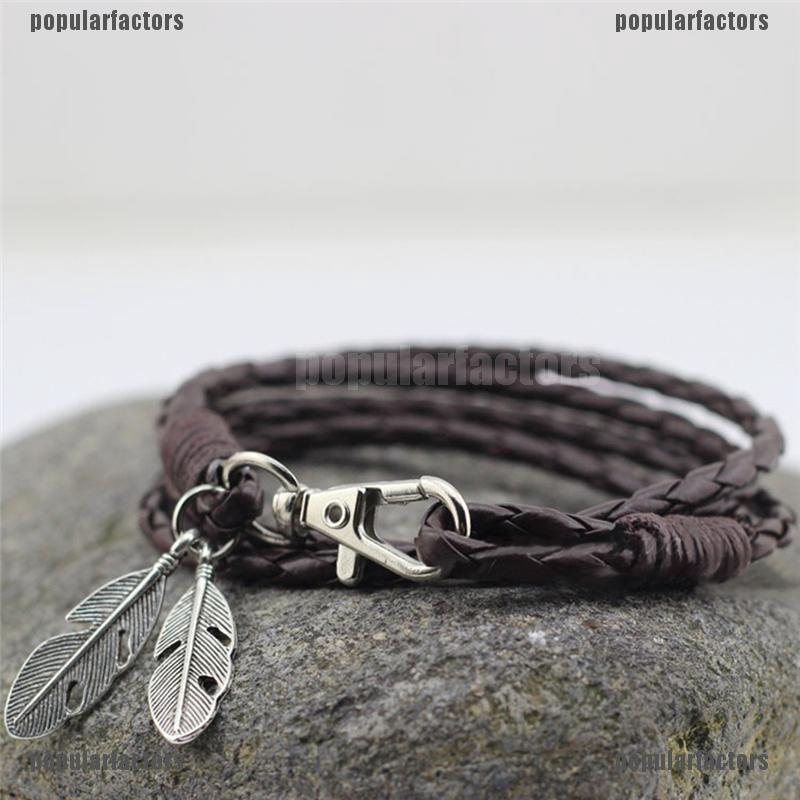 Vòng Tay Da Pu Mặt Lông Vũ