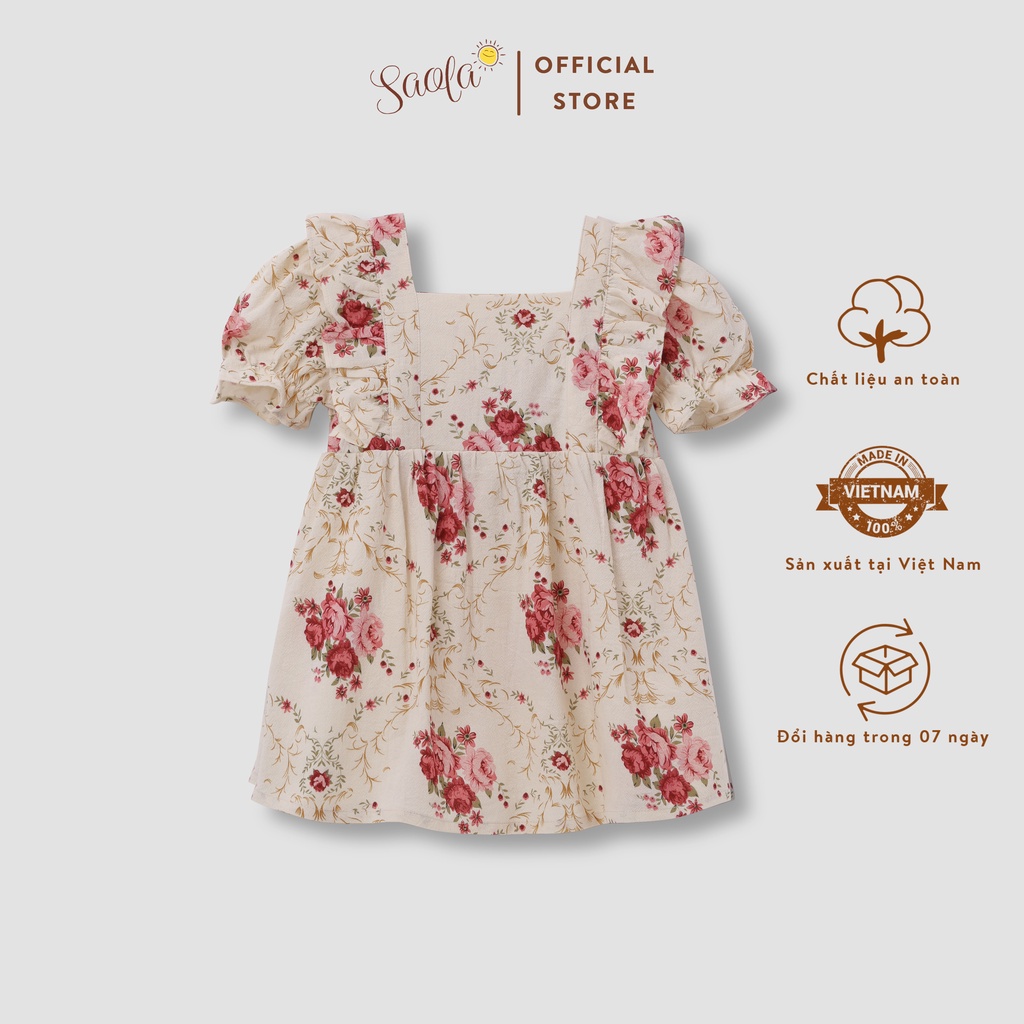 Đầm Bé Gái/Váy Bé Gái Họa Tiết Hoa Hồng Xinh Xắn Chất Cotton Thoáng Mát - ROSSIE DRESS - DRC008 - SAOLA KIDS CLOTHING