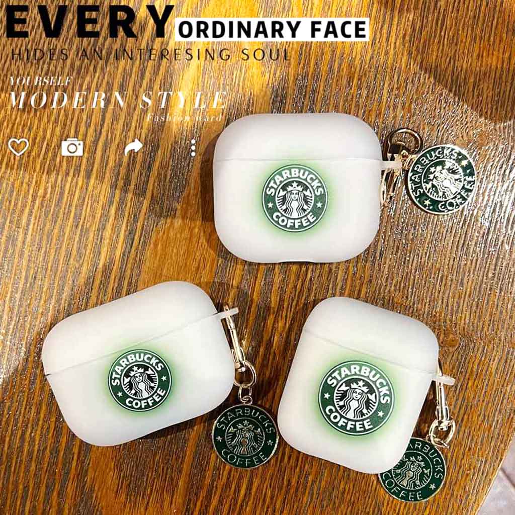 Vỏ Bảo Vệ Hộp Sạc Tai Nghe Airpods 1 2 3 Pro Bluetooth Không Dây Bằng TPU Mềm Mặt Nhám Hình Starbucks Chống Rơi Chống Bẩn