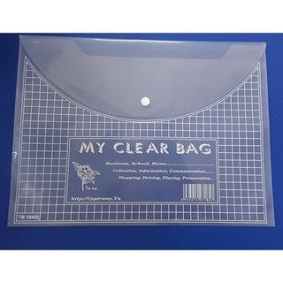 Combo 100 túi cúc trắng a4, túi đựng tài liệu nhựa trong mã 17580 clear bag a4 có khuy bấm siêu bền màu trắng