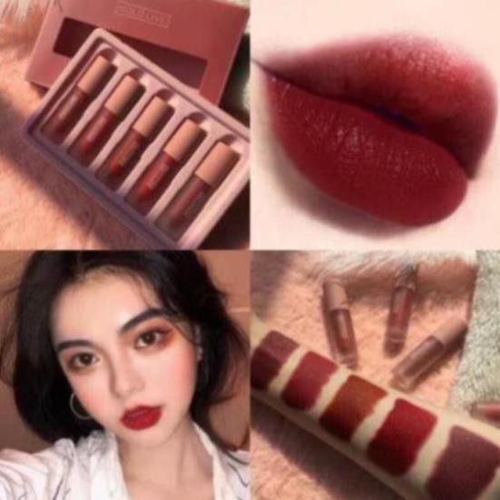 Set 5 Thỏi Son Kem Lì Mini Light Matte Lip Glaze Suite Dupe Fenty Beauty Giorgio Armani