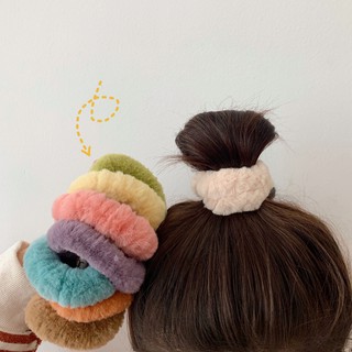 Dây Buộc Tóc Phối Lông Màu Kẹo Phong Cách Hàn Quốc Dễ Thương