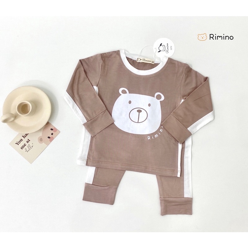 BỘ PHỐI VIỀN IN GẤU DÁNG THỂ THAO Thun Lạnh Bé Trai / Gái (6-18kg)