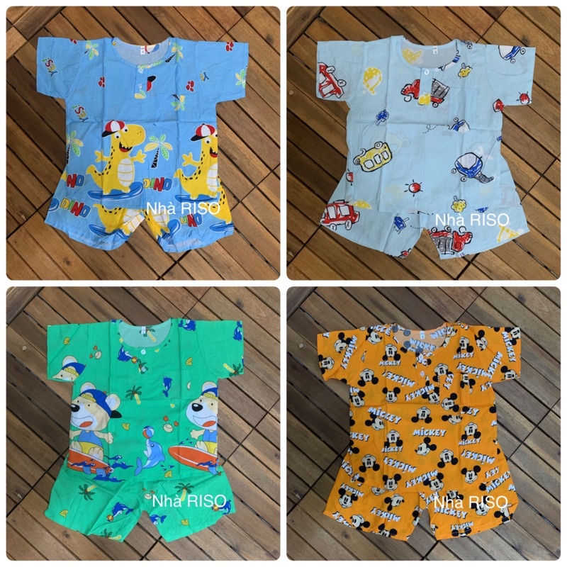 Bộ lanh tôn tole mặc nhà bé trai ngắn tay, vải mềm mịn, mát mẻ | Quần áo trẻ em từ 5-25kg