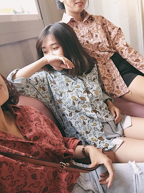 Sơ mi in hình mèo