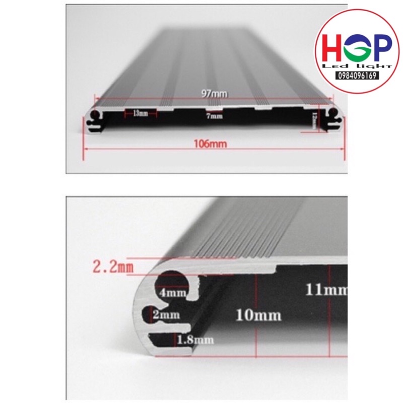 Máng W106 kèm tấm tản sáng POLYCACBONATE+Bịt inox