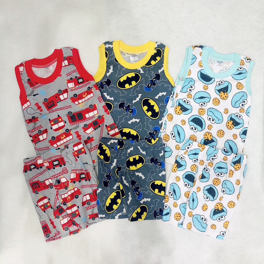 Combo 3 đồ bộ ba lỗ bé trai,bé gái từ 5 - 16kg