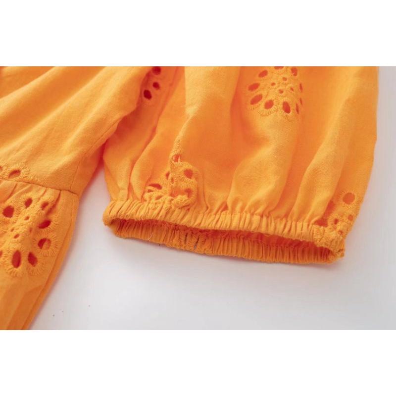ĐẦM REN MÀU CAM ZR XUẤT XỊN