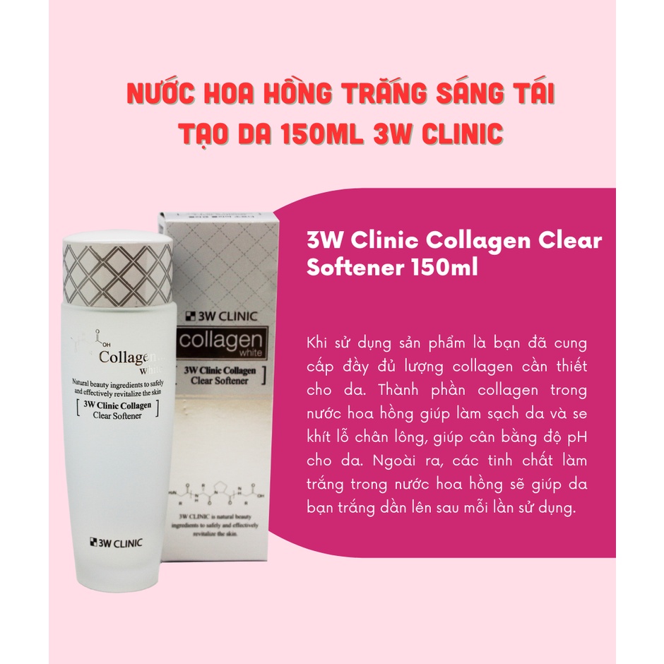 Combo Dưỡng Trắng Da Tinh Chất Collagen 3W Clinic Collagen Whitening