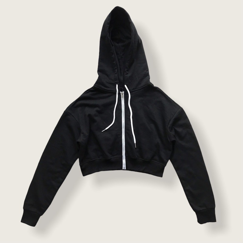 Áo khoác hoodie nữ nỉ da cá có dây kéo form lửng chuẩn xịn