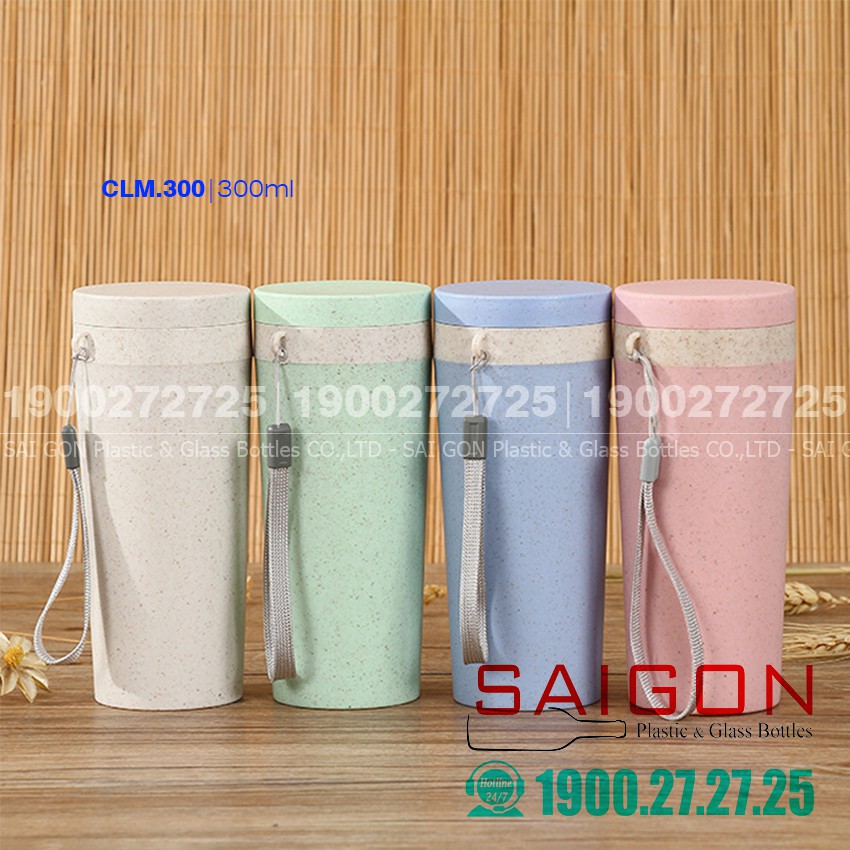 Chai Nhựa PP Lúa Mạch 300ml Có Dây Đeo