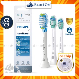 [Hàng Mỹ] Đầu bàn chải điện Philips Sonicare C2 và C3 (2 đầu C2 và 1 đầu C3) mã HX9023/69