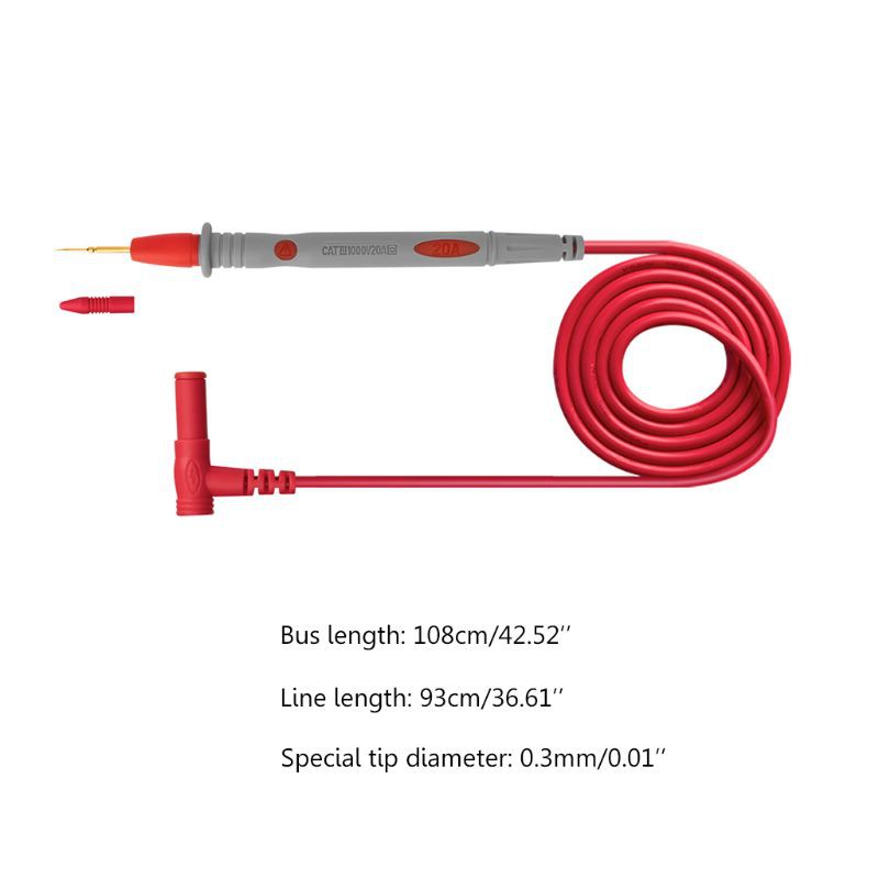 AOT.Multimeter 1000V 20A Test Lead Probe Wire Pen Cable with Thin Tip Needle PT1032