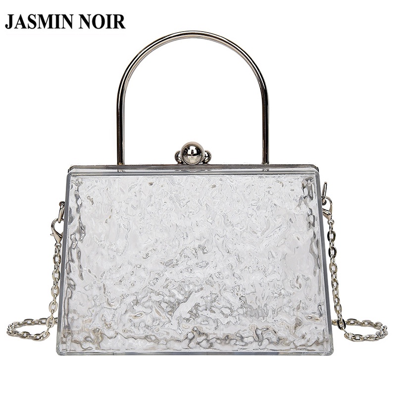 JASMIN NOIR Túi Xách Đeo Chéo Chất Liệu PVC Phối Dây Xích Cho Nữ