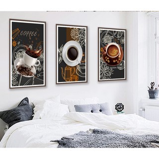 Bộ 3 tranh canvas treo tường decor quán cà phê IB5-877- 30 x 45 cm x 3 tranh