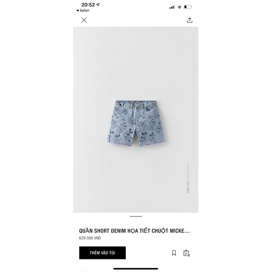 Quần Short Bé Trai &amp; Bé Gái Mickey Denim ZR