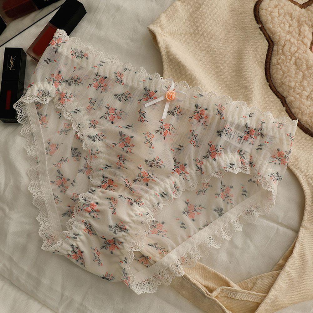 Quần Lót Cotton 26Ede Không Đường May Phối Ren Co Giãn Phong Cách Nhật Bản