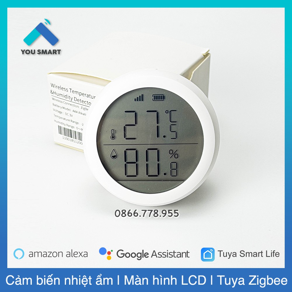 Cảm biến nhiệt độ và độ ẩm Zigbee Tuya Smart Life màn hình LCD