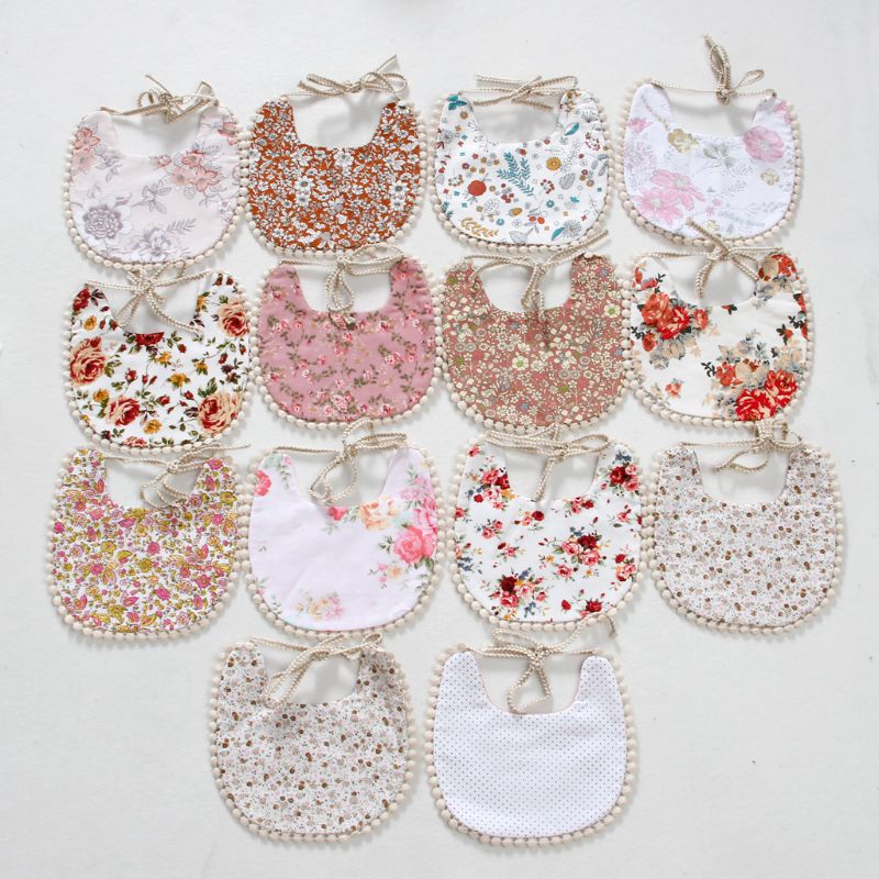 Yếm Ăn Vải Lanh Cotton Hai Mặt Dành Cho Bé