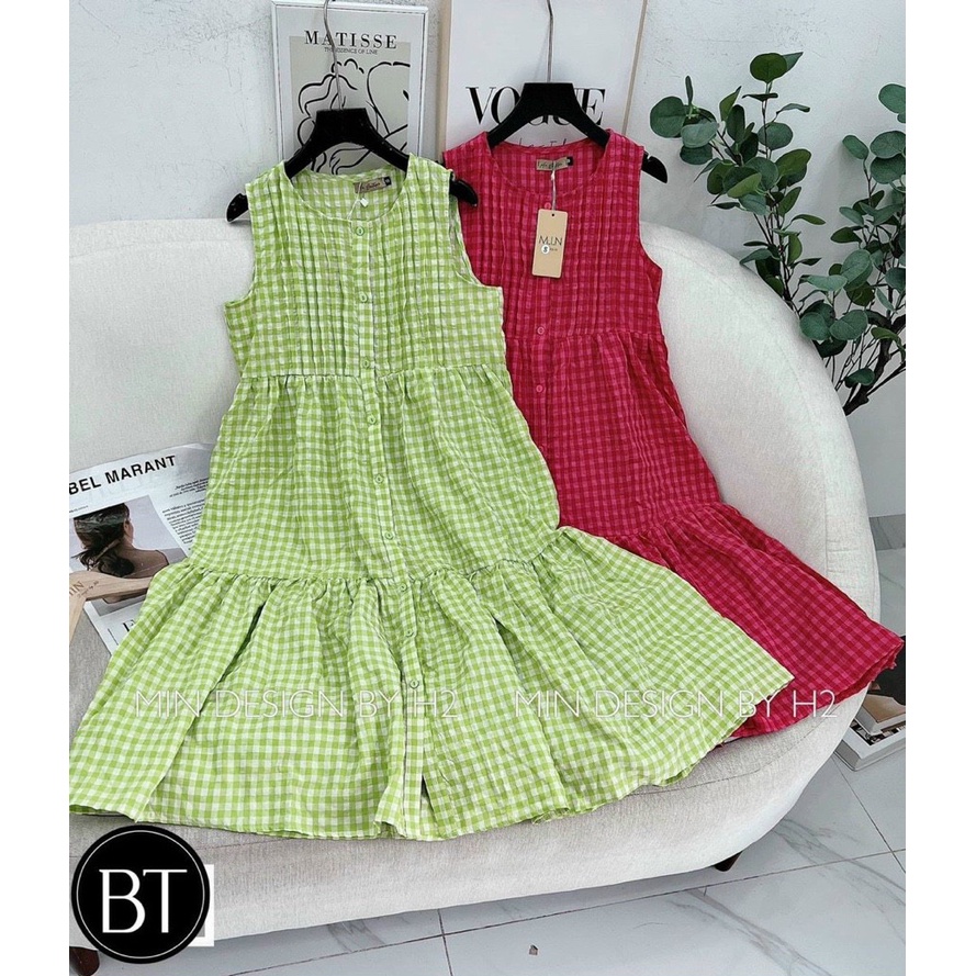 ĐẦM XOÈ, ĐẦM BẦU CARO BABY DOLL XOÈ SÁT NÁCH XẾP LY DÁNG DÀI NHIỀU MÀU