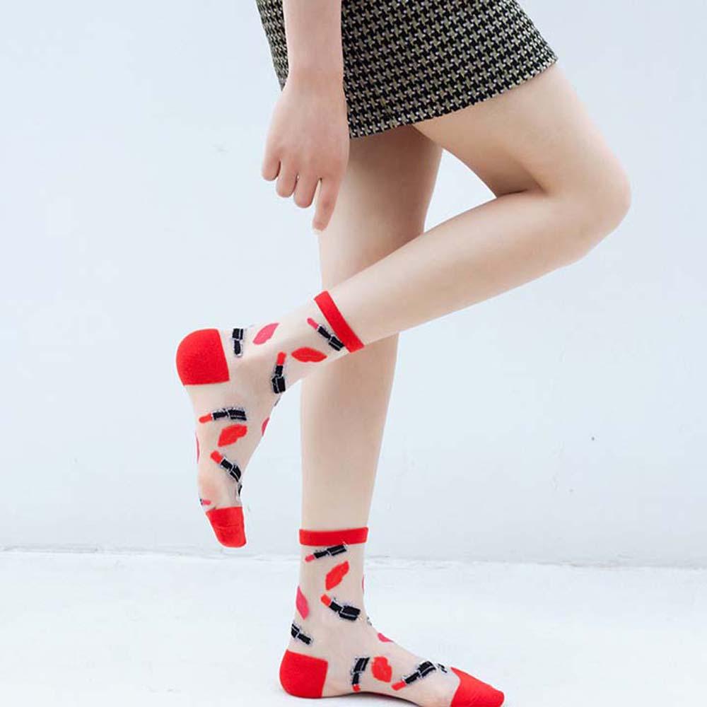 Đôi Vớ Họa Tiết Hình Học Bằng Nylon Màu Đen Thời Trang Mùa Hè Cho Nữ