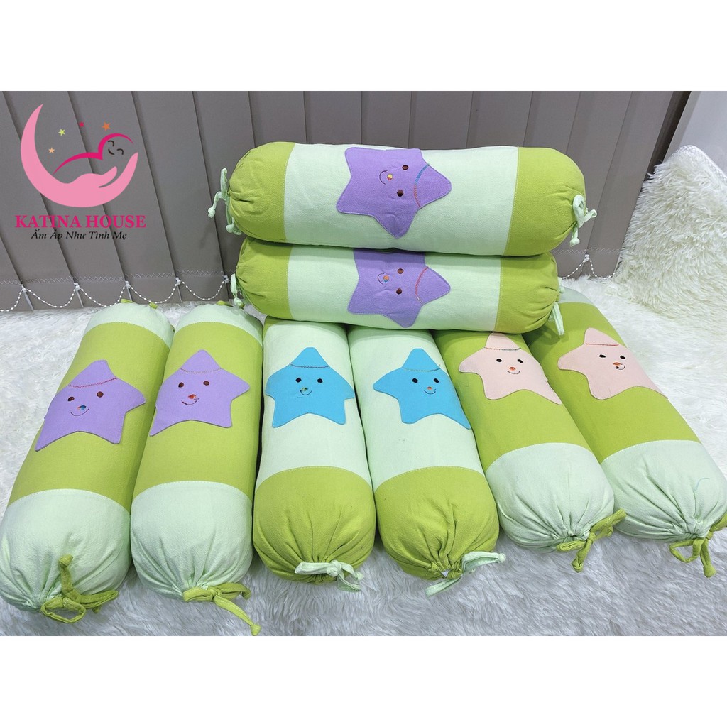 Cặp gối ôm cho bé 50cm, gối êm ái mềm mát ,vải cotton cara đắp hoạ tiết hình sao nhiều màu, phù hợp cho bé dưới 1 tuổi