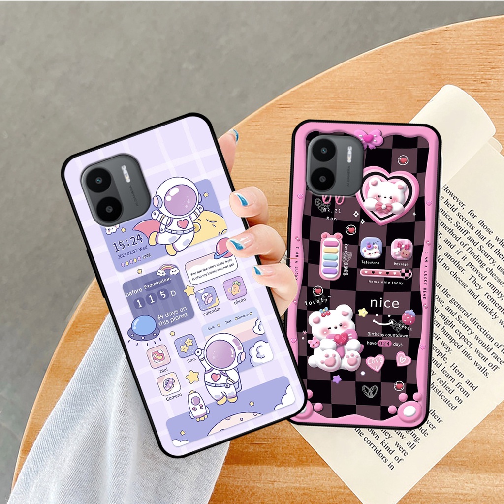Ốp lưng Xiaomi Redmi A1 hình gấu, vũ trụ ngân hà chibi. ốp chống sốc bền đẹp