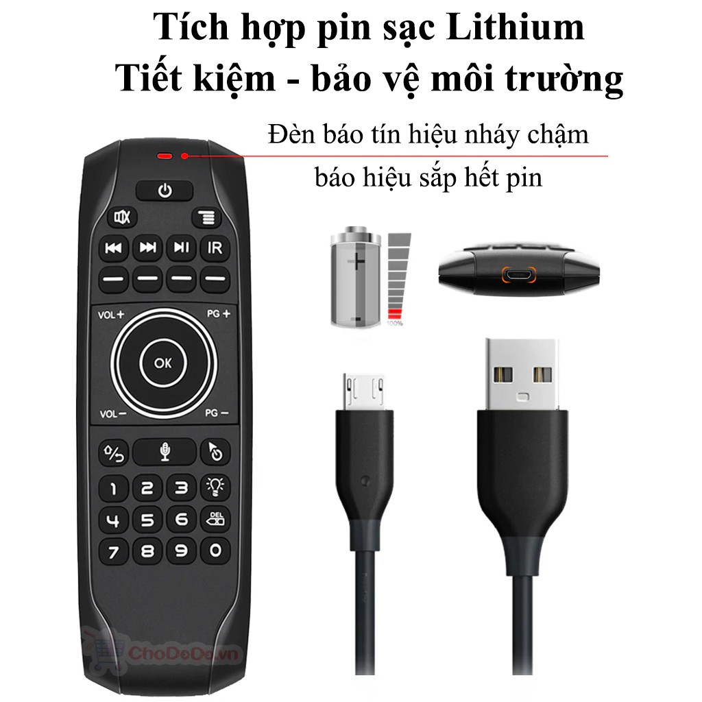 Chuột Bay Bàn Phím Tìm Kiếm Giọng Nói A10 Plus tích hợp Pin Sạc có Đèn Led sáng ban đêm hàng chính hãng ENYBOX