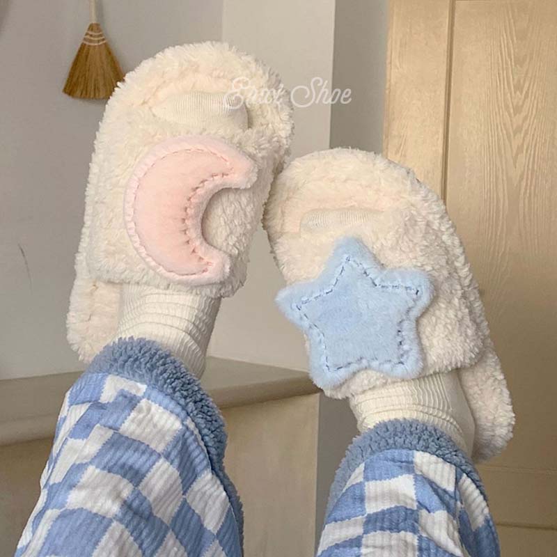 Oeteo Dép Đi Trong Nhà Đế Phẳng Họa Tiết Ngôi Sao Nhỏ Ba Chiều Cho Nữ