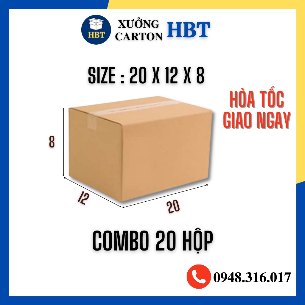 COMBO 20 Hộp Carton 20x12x8 Giá Rẻ Đóng Hàng - Hộp carton Hai Bà Trưng Hà Nội