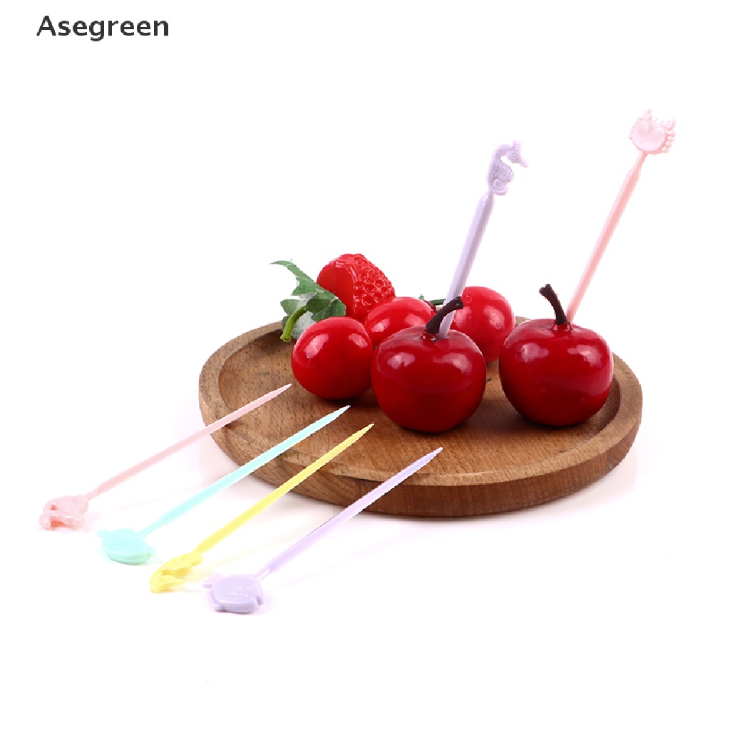 [Asegreen] Nĩa Ăn Tráng Miệng Trái Cây Mini Màu Kẹo Ngọt Ngào Dễ Thương Cho Trẻ Em