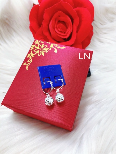 Bông tai bi phay sáng đẹp bạc ta sáng đẹp - THJ SILVER
