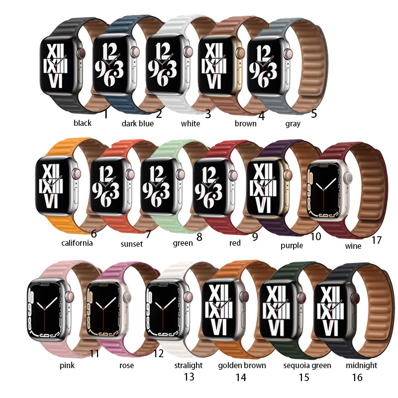 Dây Đeo Bằng Da Có Khóa Nam Châm Cho Đồng Hồ Thông Minh Apple Watch Ultra 49mm series 8 7 6 5 4 3 2 1 iWatch 45mm 41mm 44mm 40mm 42mm 38mm