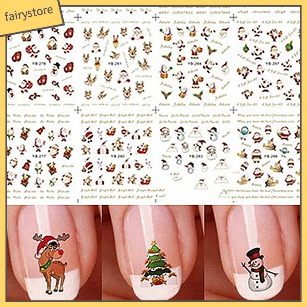 Set 12 Tấm Hình Dán Họa Tiết Giáng Sinh Dễ Thương Dùng Để Trang Trí Móng Nghệ Thuật