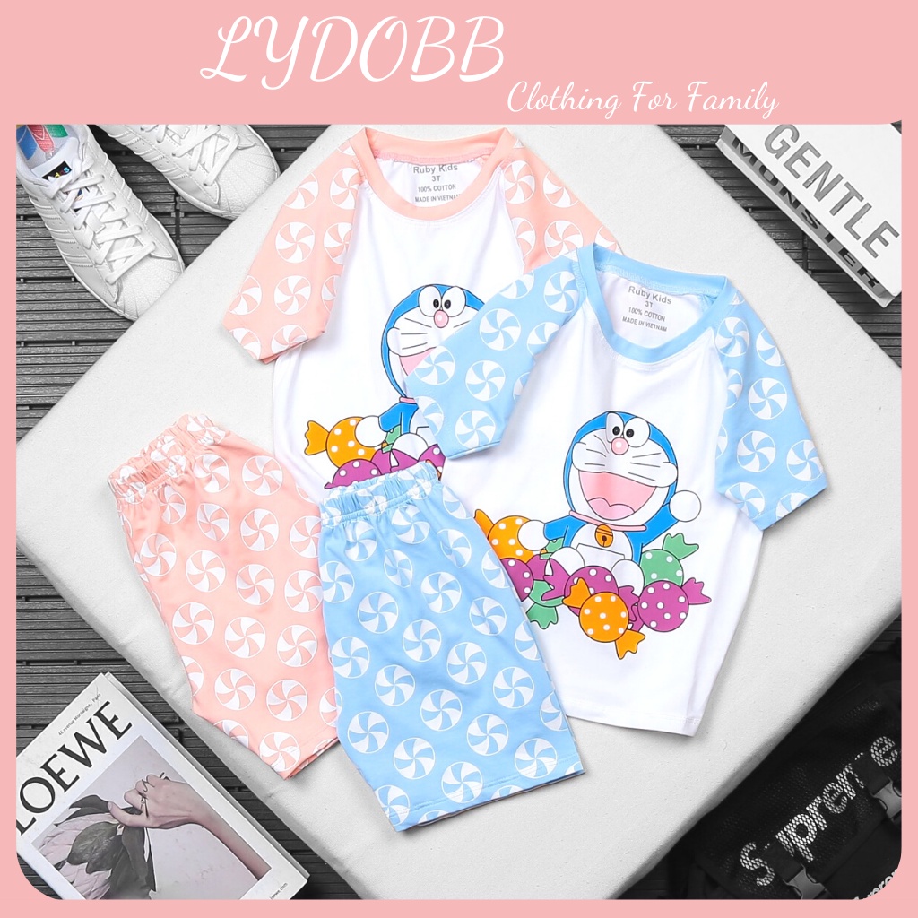 Đồ trẻ em Lydobb bộ doraemon bé trai bé gái siêu xinh chất liệu cotton mát mẻ thấm hút mồ hôi đủ size S M L XL XXL XXXL