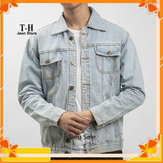 Áo khoác jean nam xanh túi tròn, áo bò nam form rộng thiết kế phù hợp mọi lứa tuổi AKB12 angle_shop7