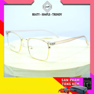 (Cắt mắt kính cận) Gọng kính mắt vuông viền kim loại dành cho nam nữ 2723 Liup chất liệu dẻo, chắc chắn
