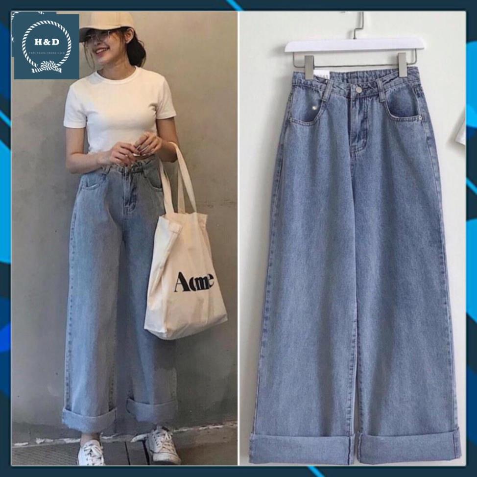 [HOT] Quần bò, jean baggy Nữ siêu xinh, xanh + đen, ống suông rộng, Style hàn quốc | BigBuy360 - bigbuy360.vn