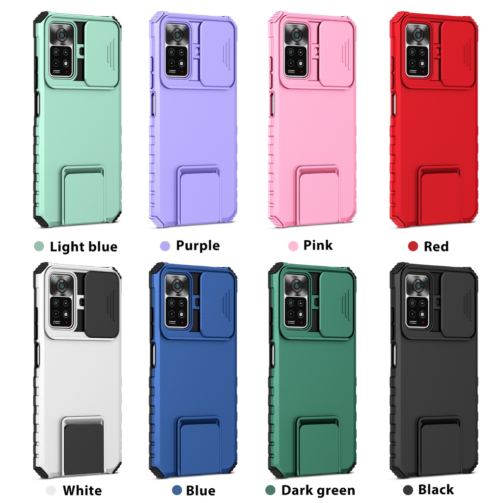 Case Mi 11T Pro Invisible Bracket Phone Case Xiaomi Poco M3 Pro 5G Mi 11T Mi 11 Lite 5G NE Redmi Note 10 Pro Max Redmi Note 11 11s Redmi Note 11 Pro Slide Camera Lens Protection Armor Shockproof Back Cover