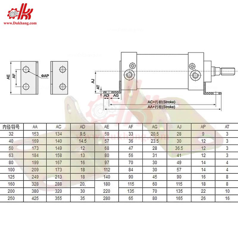 Đế xy lanh khí nén LB32 LB40 LB50 LB63 LB80 LB100 sài cho xilanh SC TGC