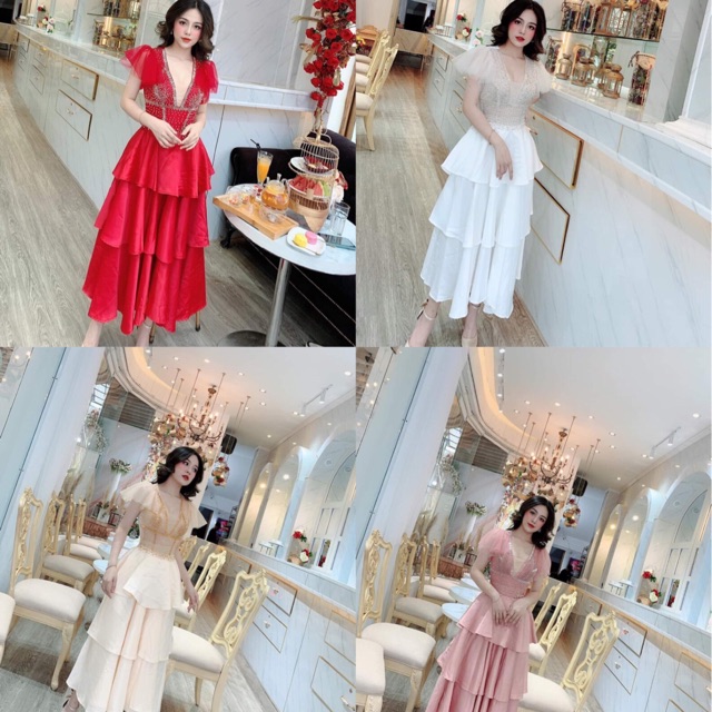 ẢNH VÀ VIDEO THẬT 1000% đầm  xoè tầng kết pha lê