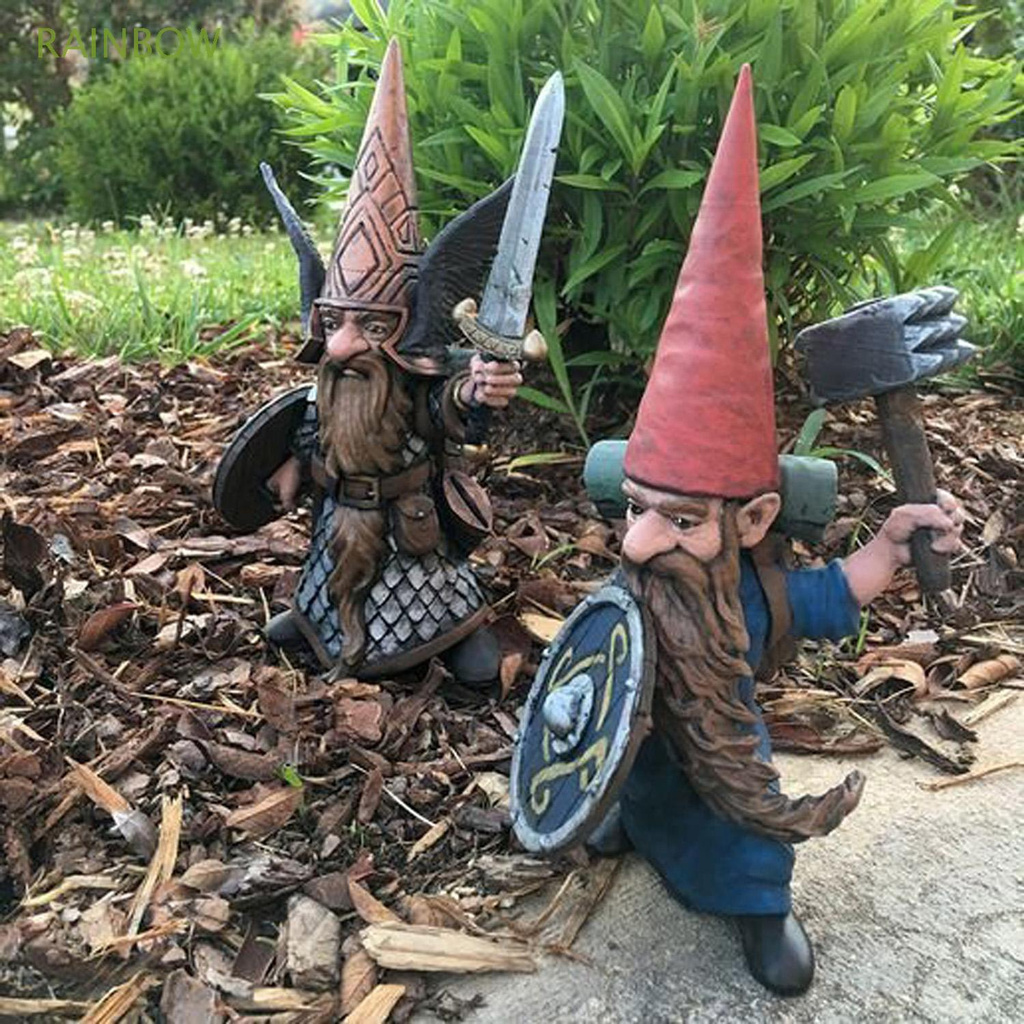 Mô Hình Tượng Chiến Binh Dwarf Gnome 4 Loại Bằng Nhựa Resin Sáng Tạo Trang Trí Sân Vườn Ngoài Trời