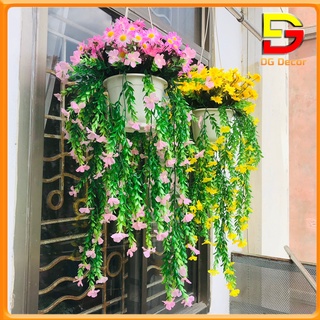 Giỏ Hoa Treo Tường Chậu Hoa Giả Trang Trí Ban Công Cắm Sẵn Y Hình Dài 80cm DC-67