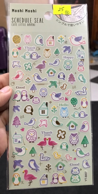 Sticker trang trí sổ tay, sổ nhật ký MOSHI MOSHI THÁI LAN