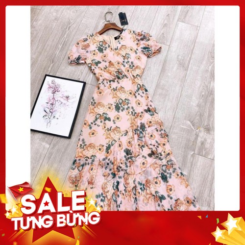 -HÀNG NHẬP KHẨU Đầm hoa cổ tim dáng dài chất voan cao cấp tôn dáng tôn da V1520 Liên hệ mua hàng 084.209.1989