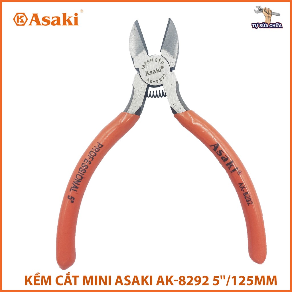 Kìm cắt mini Asaki AK-8292 5 inch 125mm có lò xo trợ lực