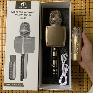 Micro Karaoke Bluetooth YS-98 Tích Hợp 2 Mic Cao Cấp Song Ca, Mic karaoke bluetooth, micro karaoke không dây YS 98 cao