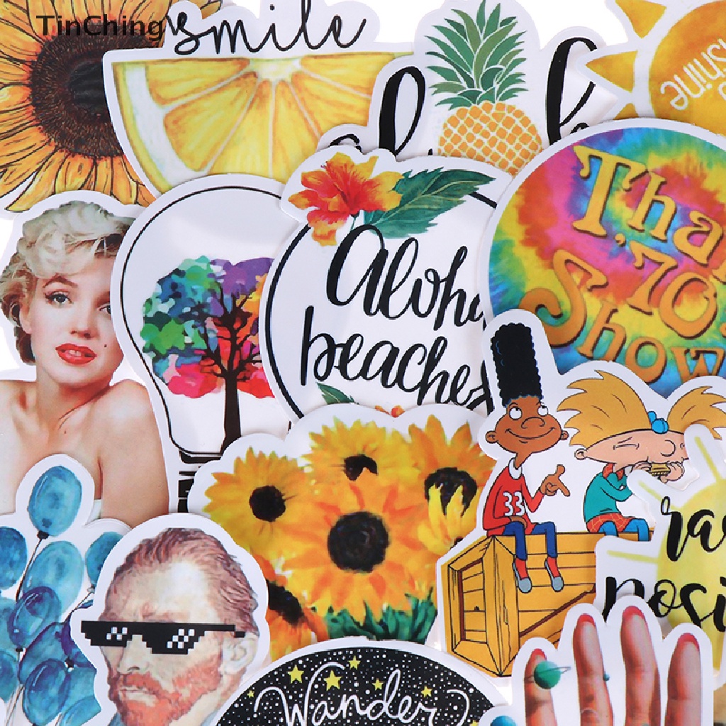 Bộ 53 Miếng Dán Màu Vàng Nhạt Dùng Trang Trí Sổ Tay DIY